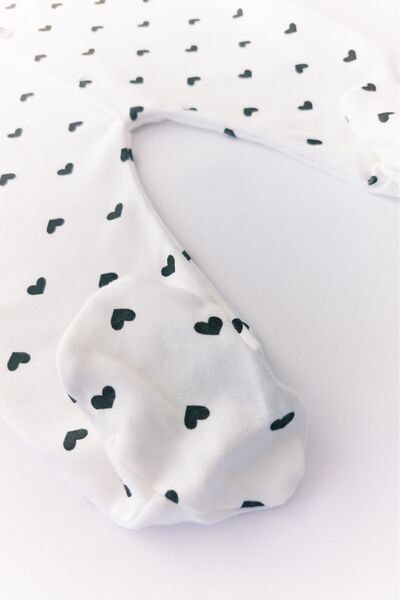 LAVORE White Heart Patterned Baby Girl Jumpsuit - 100% Cotton