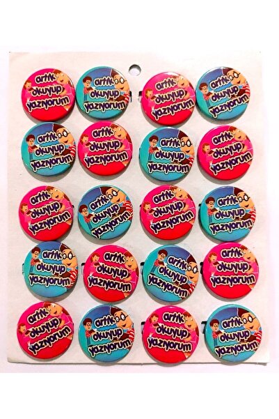 şahane parti Artık Okuyup Yazıyorum 20 Adet Motivasyon Rozeti