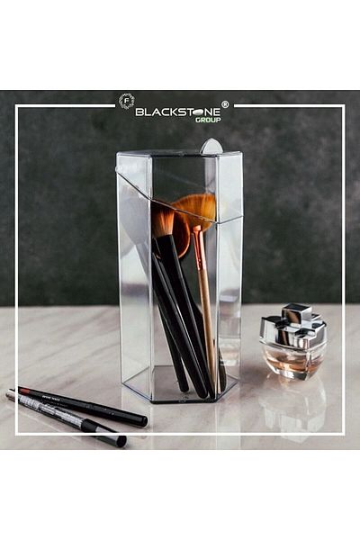 Voltmar F Blackstone Hexagonal Brush Holder with Lid - Makeup Organizer Krc-180