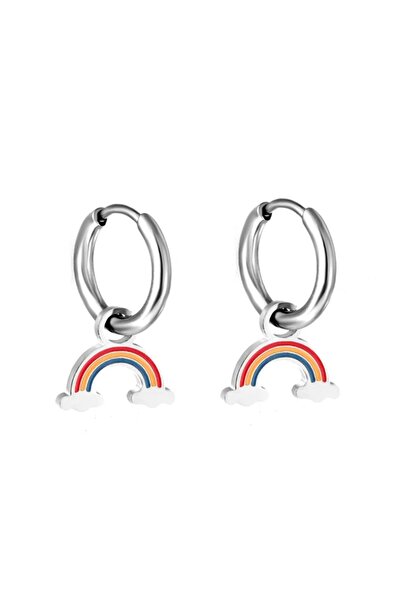 Janset Gökkuşağı Model Halka Çelik Çocuk Küpesi - Steril Cerrahi Çelik Çocuk Küpesi