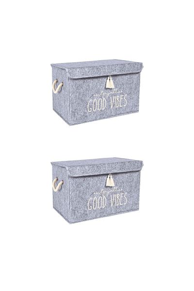 Smyak Felt Lid Organizer Box Gray 2 Pack