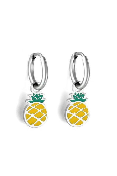 Janset Pineapple Model Children's Earrings - Ring and Steel Color, Sterile Surgical Suitable