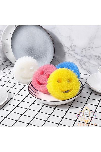 Ardinyo 2 Pieces Magic Smiling Face Shaped - Non-Scratch Kitchen Cleaning Sponge
