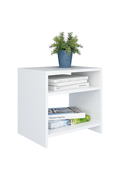 Modern home Modern White Side & Night Table with Shelves - Sleek and Functional Storage Solution