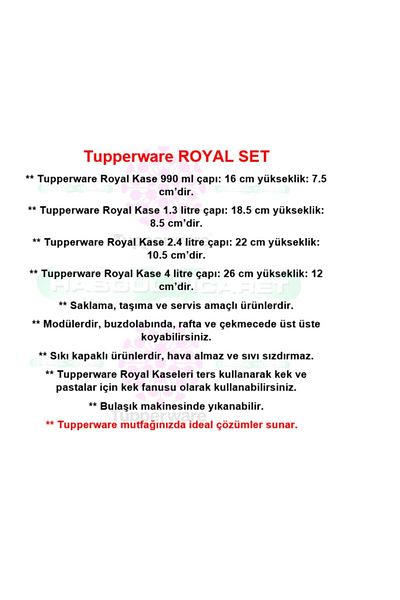 Tupperware Royal Set 4-Piece Storage Serving Container (990-1.3-2.4-4) Hsgl