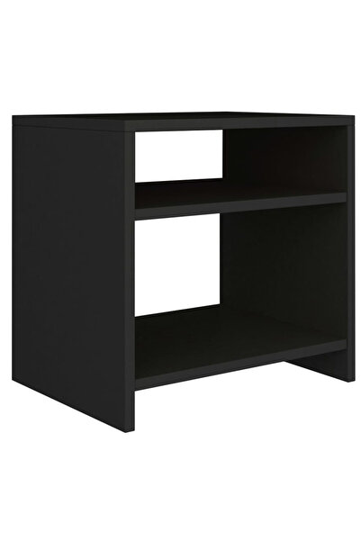 Modern home Modern Black Side & Night Table with Shelves – Storage for Bedroom, Living Room & Office
