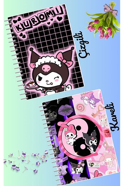 animeandyourworld Kuromi anime notebook set 2 pcs A4 size 21*30 striped + checked 60 syf