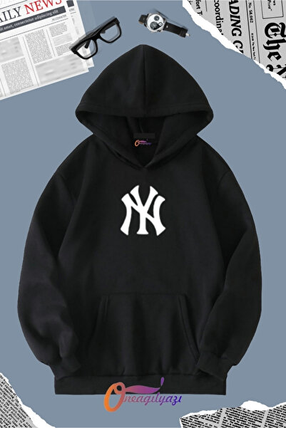 oneagılyazı سويت شيرت بغطاء للرأس مطبوع للجنسين من نيويورك