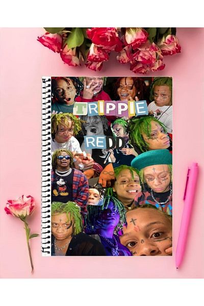 animeandyourworld Trippie Redd 1 قطعة دفتر ملاحظات بتصميم خاص مقاس A4 - حجم كبير غير مبطن مع حلقة مقاس 21*29 سم