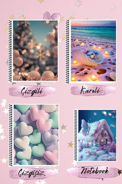 animeandyourworld Sweet notebooks set A4 notebook lined + checked + unlined + A5 notebook