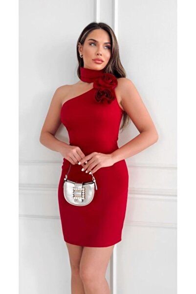 MARJINAL GYM Kadın çiçek Detaylı Elbise