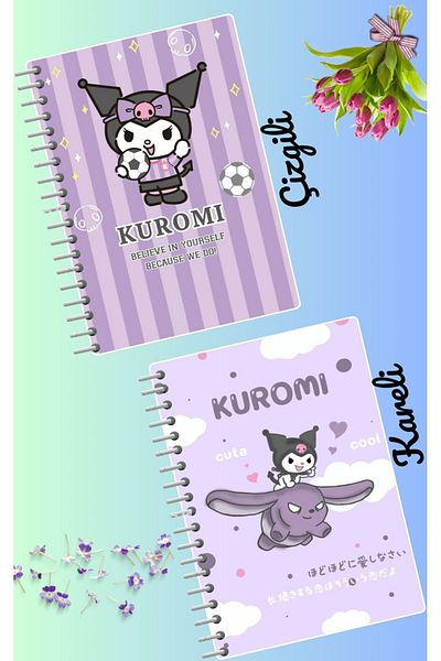 animeandyourworld Kuromi anime notebook set 2 pcs A4 size 21*30 striped + checked 60 syf