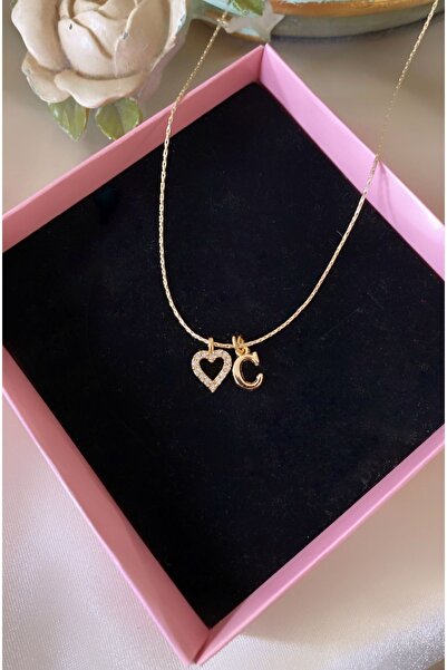 Asia by Leuvoié C Harfli Zirkon Taşlı Kalp Kolye