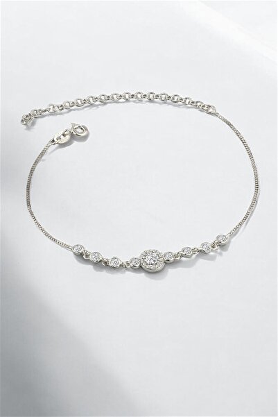 jelux silver Gümüş 925 Ayar Gübek Zirkon Taşlı Su Yolu Bileklik