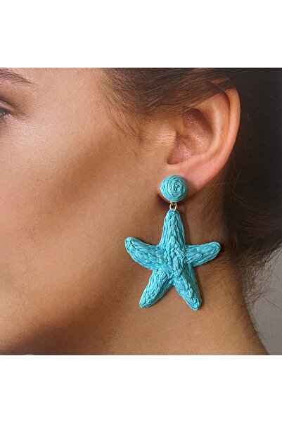 Rupen Kraft أقراط نجم البحر من القش - أقراط نجمة على النحاس