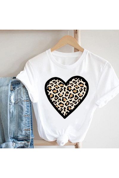 Pink Sky Tricou cu imprimeu cu buze leopard Trend