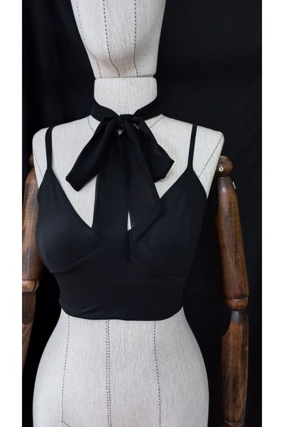es moda shop Luda Multifunctional Chiffon Kerchief Scarf Neck Tie 150*3 Black