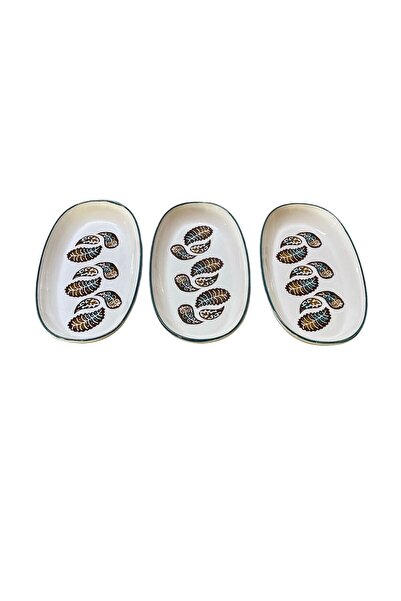 MTD SERAMİK 27 cm Shawl Patterned Deep Boat Plate - 3 Pieces
