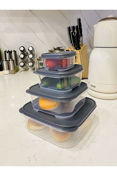 homehayat Nano Storage Container Set of 4 Vacuumed 2.2lt-1,1lt-530ml-200ml