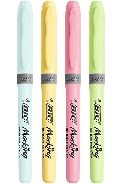 Bic Highlighter Pastel Colored Pen - Highlighter Grip, Set of 4 964859