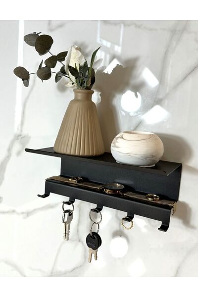 VELUX HOME Organizator pentru chei din metal - Raft dublu, 5 cârlige, cu suport pentru agățat 21x9,5x9 cm