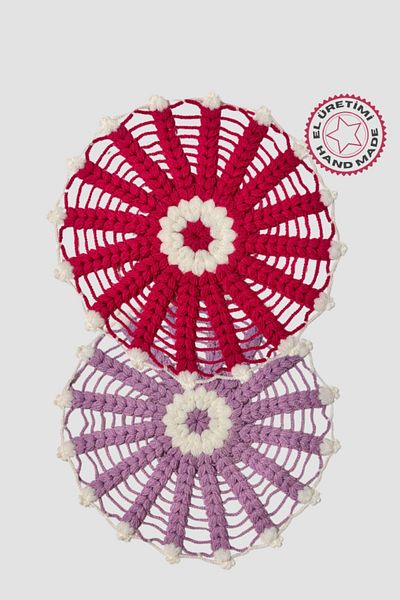Uretti star 7202 - Pink/lilac Bath Loofah set of 2, 28cm Hand Knitted