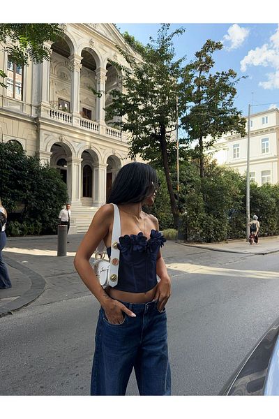 TAYT VEGAS Corset cu imprimeu floral crop