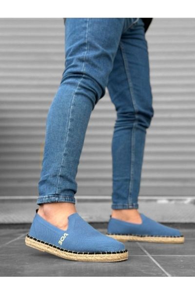 marceline Unisex Blue Knitwear Sports Espadrille - Comfortable Straw Sole Casual Shoes