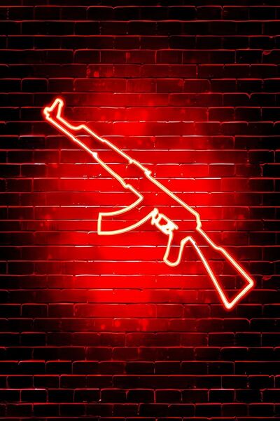 Teona Ahşap Ahşap Ak47 Neon Işık Poster Duvar Poster