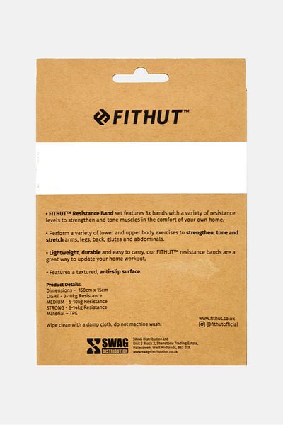 FitHut مجموعة مكونة من 3 قطع من أشرطة المقاومة الكبيرة، باللون الوردي