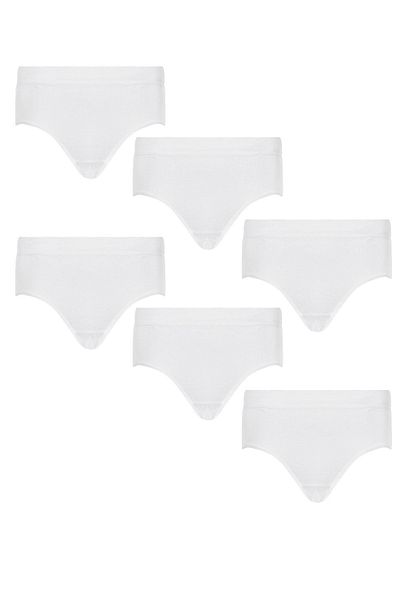 FSM1453 Girl's Cotton Ribbed Classic White Panties 6 Pcs -312