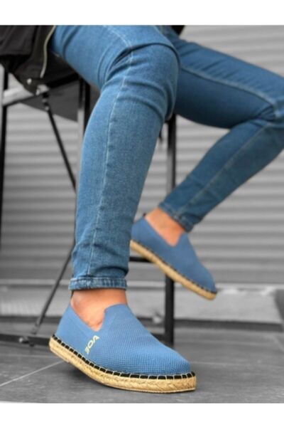 marceline Unisex Blue Knitwear Sports Espadrille - Comfortable Straw Sole Casual Shoes