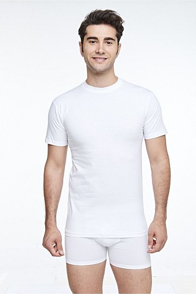 FSM1453 Men's Cotton Crew Neck Short Sleeve Splint Classic Undershirt 6 Pieces -410-(425)