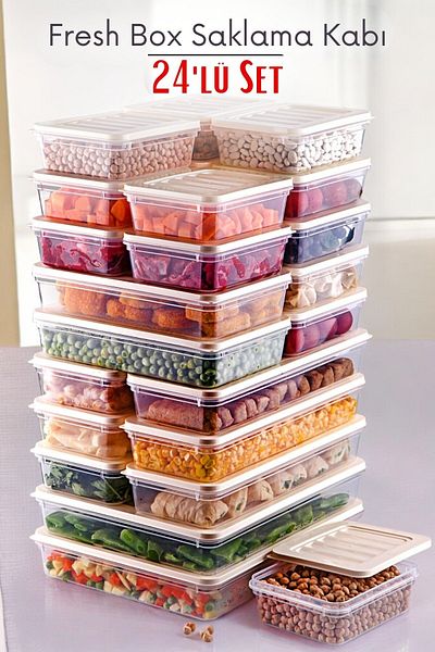 NY HOME Freshbox Set of 24 - Cream Storage Container Suitable for Microwave and Diffraction