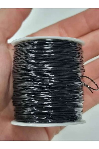 Hobimos Black Elastic 0.7 Mm Silicone Fishing Line - Handcrafted Jewelry Accessory Flexible Rubber Line Rosary Thread 100 Mt