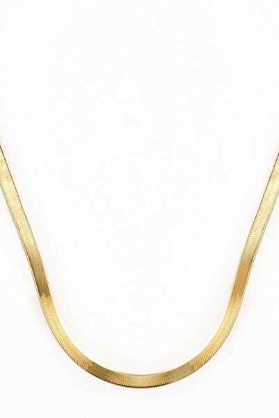 Marie Claire 18 Ayar Altın Kaplama Gümüş Yassı Zincir Kolye 40cm