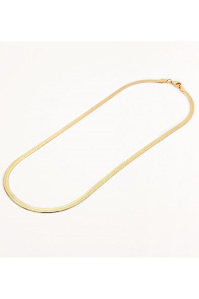 Marie Claire 18 Ayar Altın Kaplama Gümüş Yassı Zincir Kolye 40cm