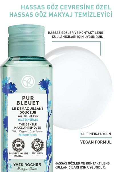 Yves Rocher Eye Make-up Remover for Sensitive Skin-100 ml + Isana Disc Cotton