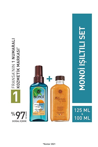 Yves Rocher Orijinal Boy Monoi Işıltılı Vücut Spreyi, Saç Ve Vücut Yağı Seti ...