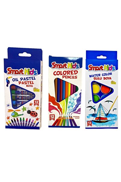 Smart Kids 12 Renk Boyama Seti Kuru Sulu Pastel 3lü Ekonomik