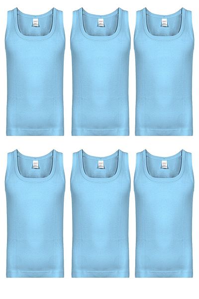 FSM1453 Boy's Cotton Ribbed Classic Colored Undershirt 6 Pcs -201