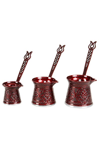 Genel Markalar Cezve Takımı - Üçlü Zamak -bordo
