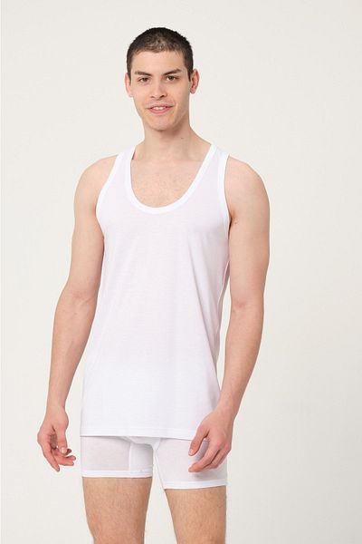 FSM1453 Men's Bamboo Cotton Classic White Undershirt