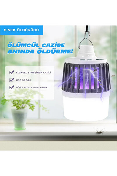 harry Şarjlı Sinek Ve Sivrisinek Öldürücü Uv Işıklı 5 Modlu Usb'li Sinek Öldü...