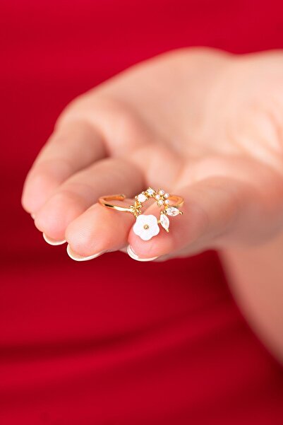 Ayenci Ayarlanabilir Gold Manolya Çiçeği Kadın Yüzük