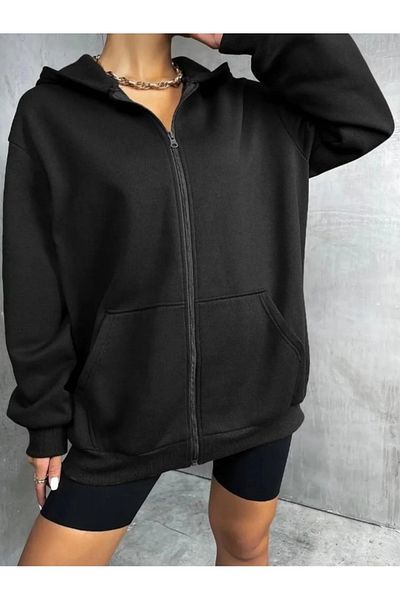 DEEPSENCE Black Hooded Unisex Cardigan - Hooded Fabric