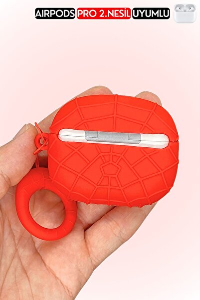 EWEC Pro 2.Nesil Uyumlu Spiderman Figürlü Kulaklık Kılıfı, Örümcek Adam Figürlü Darbe Emici Silikon Kılıf