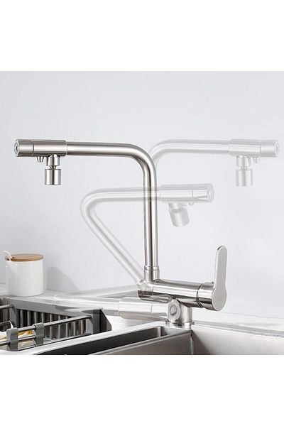 OEM Kitchen Window Folding Sink Faucet with Water Purification Outlet New Matte Chrome