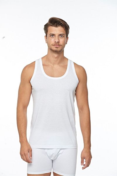 FSM1453 Ανδρικό βαμβακερό Modal White Undershirt-459-(404)