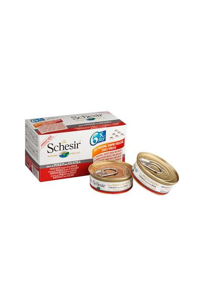 Schesir Chicken Fillets With Duck Cat Food, 50g, Pack of 6